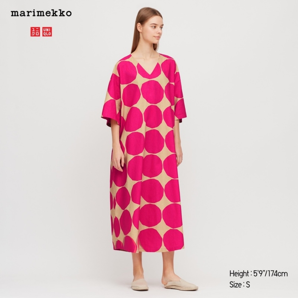 Uniqlo Marimekko Pink Polka Dot Dress
